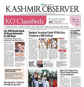 Kashmir Observer ePaper today Kashmir news online free